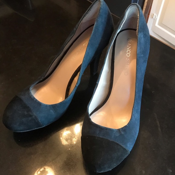 Franco Sarto navy & black suede size 8 heels - Picture 2 of 10